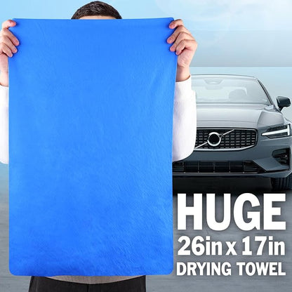 3 Pack Premium Chamois Towel for Car, 26”x17” Shammy Cloth for Car Drying, Super Absorbent Shammy Towel for Car, Reusable Soft Car Drying Towels