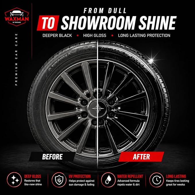 Tire Shine Spray – 18.6 fl oz, High-Gloss Hydrophobic Tire Dressing, Safe for All Vehicles