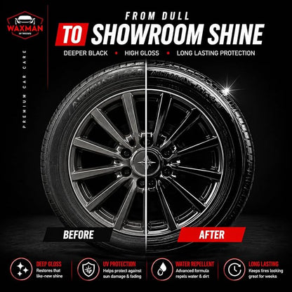 Tire Shine Spray – 18.6 fl oz, High-Gloss Hydrophobic Tire Dressing, Safe for All Vehicles