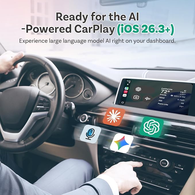 OTTOCAST Mini Slim, 2026 Upgrade 2in1 Wireless CarPlay & Android Auto Adapter, Plug & Play, WLAN Dual-Band 2.4G+5G, Auto Reconnect, Compatible with After 2016 Cars with Wired CarPlay/Android Auto