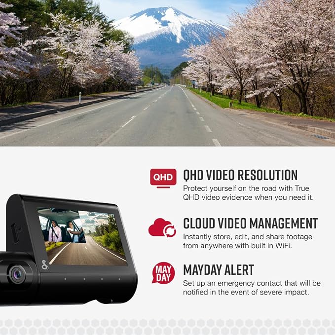 Cobra SC 220C Smart Dash Cam + Cobra 2.5A Micro USB Adapter Hardwire Kit