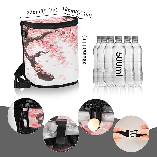 senya Car Trash Can Car Garbage Can Car Waste Basket, Leak-Proof Car Trash Bin,Japanese Cherry Tree Blossom Car Trash Hanging Car Accessories Interior Car Organizer Bag