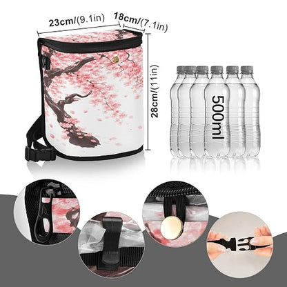senya Car Trash Can Car Garbage Can Car Waste Basket, Leak-Proof Car Trash Bin,Japanese Cherry Tree Blossom Car Trash Hanging Car Accessories Interior Car Organizer Bag