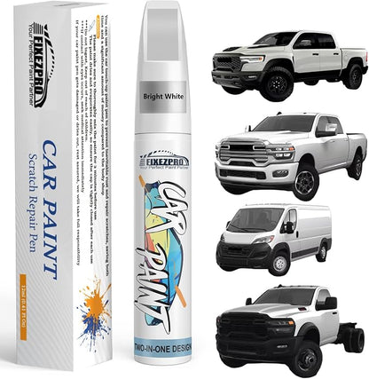 Bright White(PW7/GW7) Touch Up Paint for Ram, Exact Color Match Car Paint Scratch Repair Remover Pen Kit Fix Vehicle Chips and Automotive Nicks Scuff