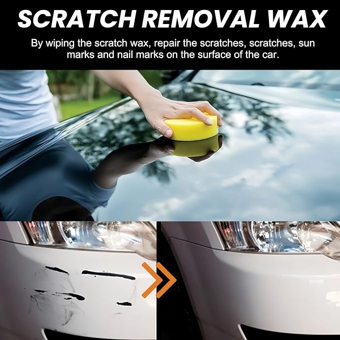 2026 New Car Scratch Removal Wax, Scratch Remover for Vehicles, Upgrade Car Scratch Remover for Deep Scratches, Car Polishing Wax Scratchs Remover Cars Paint Scratchs Repair Kit Wipe Sponge