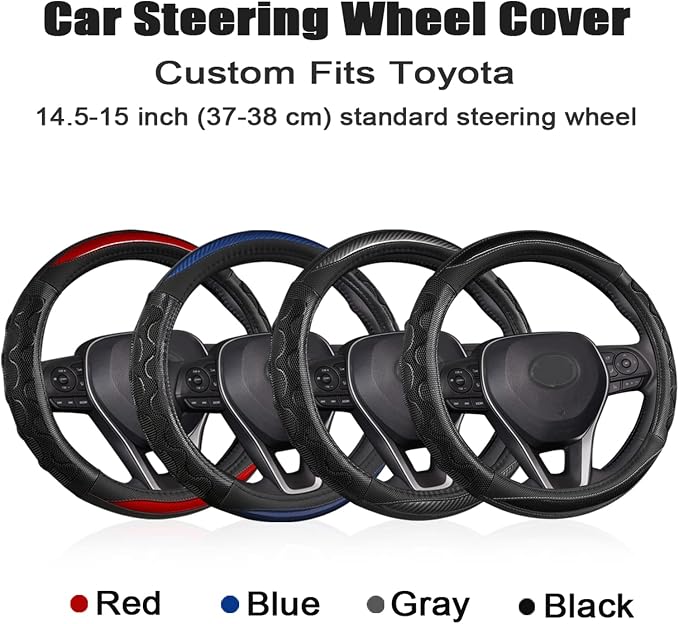 GIANT PANDA Steering Wheel Cover for Toyota, Auto Car Steering Wheel Cover for Toyota Highlander Rav4 Corolla Camry,Standard Size - Red