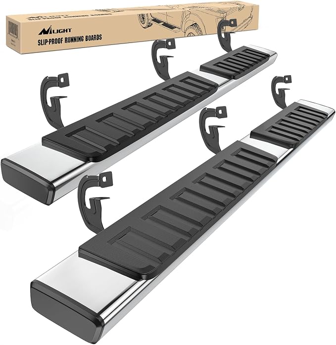 Nilight Running Boards for Ford F-150 2004-2014 Extended Super Cab 6 Inch Side Step Nerf Bars Stainless Steel Silver