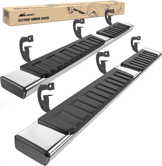 Nilight Running Boards for Ford F-150 2004-2014 Extended Super Cab 6 Inch Side Step Nerf Bars Stainless Steel Silver