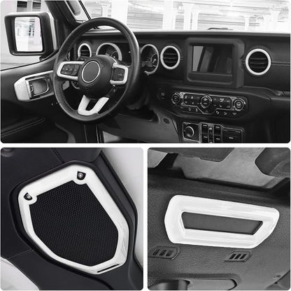 for Wrangler JL Interior Trim Kit White Dashboard for Jeep Wrangler JL JLU Gladiator JT 2018-2023 White Interior Accessories 21pcs