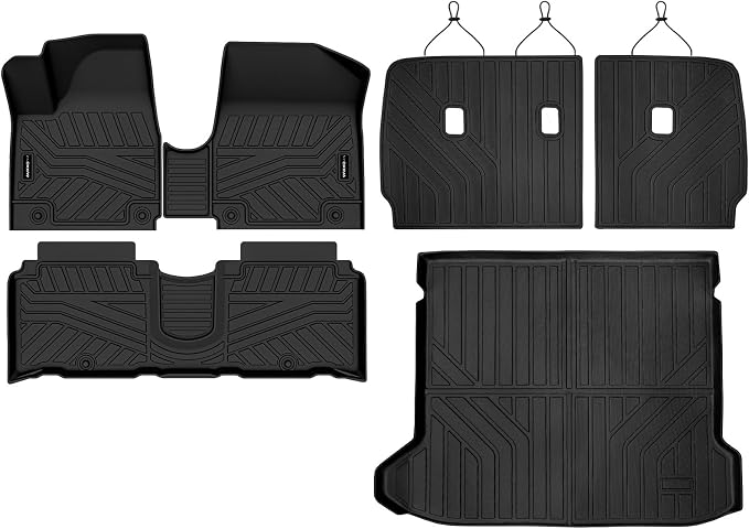 Auxko All Weather Floor Mats Cargo Mat with Backrest Mat for Hyundai Ioniq 5 (Unmovable Center Console, Not for Limited) 2022-2024 TPE Liners Accessories Guard Odorless Anti-Slip Floor Trunk Liners