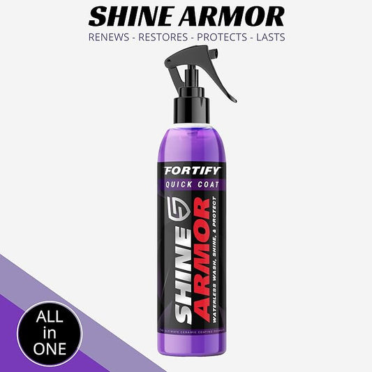 SHINE ARMOR Fortify Quick Coat High Performance Ceramic Coating, Car Wax Spray, Hydrophobic Top Coat Polish and Polymer Paint Sealant Protection for Vehicle Leather Seat, Tires, Bumpers, Rims Made in