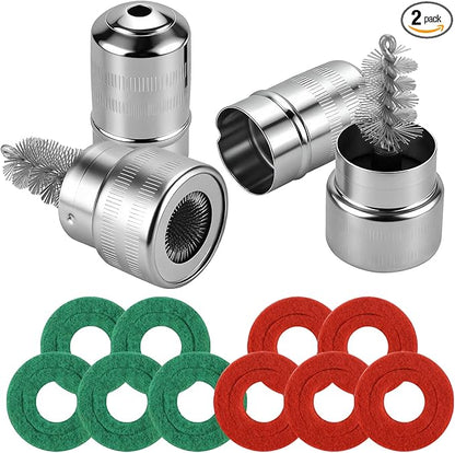 Battery Terminal Cleaner Tool Kit, 2-Pack Battery Post Wire Brush with Metal Case and 10 Anti-Corrosion Fiber Washers (5 Red & 5 Green) for Car, Truck, RV and Marine Batteries