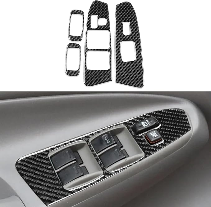 NVCNX Real Premium Carbon Fiber for Toyota 2nd Gen Tacoma Accessories 2005-2011 2006 2007 2008 2009 2010 Car Door Window Switch Cover Interior Trim Thick Overlay Sticker Decal 4PCs - for 4-Door