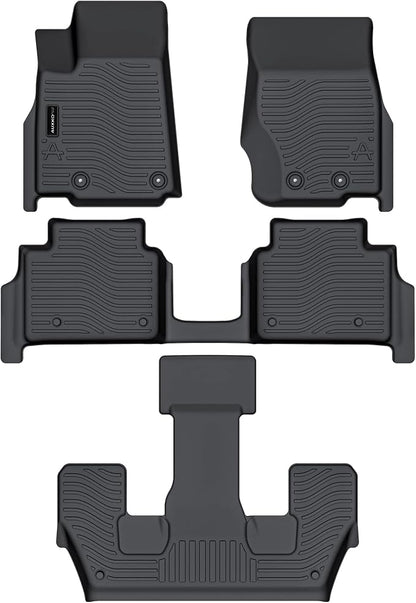 Auxko All Weather 3 Row Floor Mats for Jeep Grand Cherokee L 2021-2025 2026 6 Seat(2nd Row Bucket Seat Without Center Console) TPE Floor MatS Liners Black