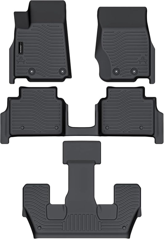 Auxko All Weather 3 Row Floor Mats for Jeep Grand Cherokee L 2021-2025 2026 6 Seat(2nd Row Bucket Seat Without Center Console) TPE Floor MatS Liners Black