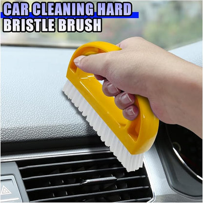 YoRise 2PCS Car Carpet Cleaning Brush, Stiff Bristle Floor Scrub Brush, Portable Car Cleaning Kit, Automotive Wash Brushes for Vehicles Interiors, Home, Floor Mat, Leather Seat (Yellow)
