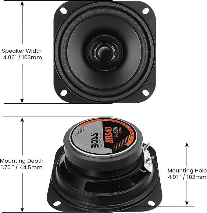 BOSS Audio Systems BRS40 4 Inch Replacement Car Door Speaker - 50 Watts Max, Sold in Individually