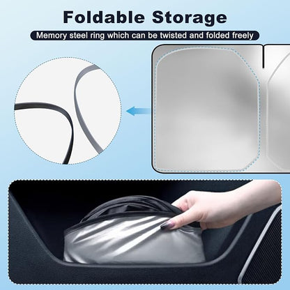 Car Windshield Sun Shade, 240T Thickened Block Heat and Sun Keep Cars Interior, Foldable Automotive Sunshade for Car SUV Truck Front Windshield (57.09x 31.5 inch)