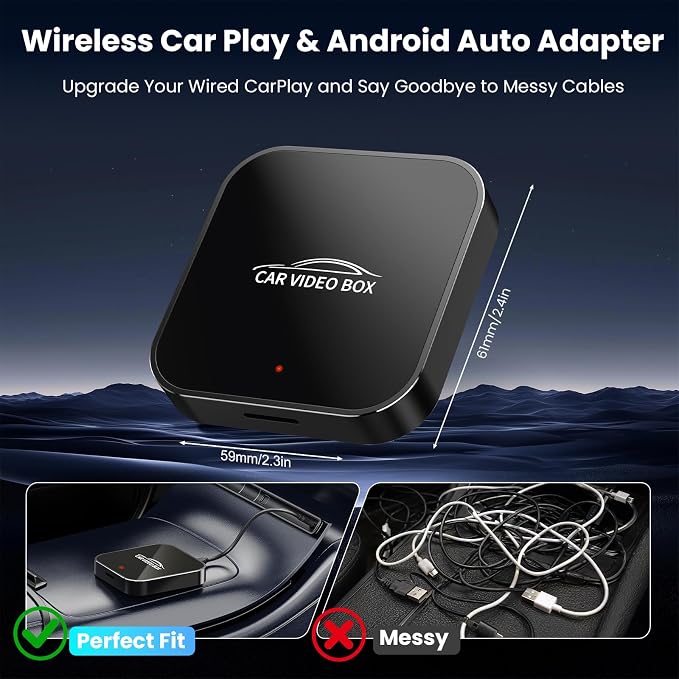 3-in-1 Magic Video Box—Wireless CarPlay & Android Auto Adapter Support YouTube,TikTok,TF Card,Wired-to-Wireless Conversion, No Latency Car Play AI Box for Cars from 2016 & IOS10+/Android 11+