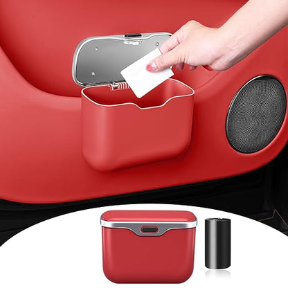 HOLDCY Car Trash Can, Waterproof Multi‑Functional Auto Trash Bin for Door/Console/Seat Back, Universal Vehicle Garbage Can for Car/Truck/SUV Drivers (Red)