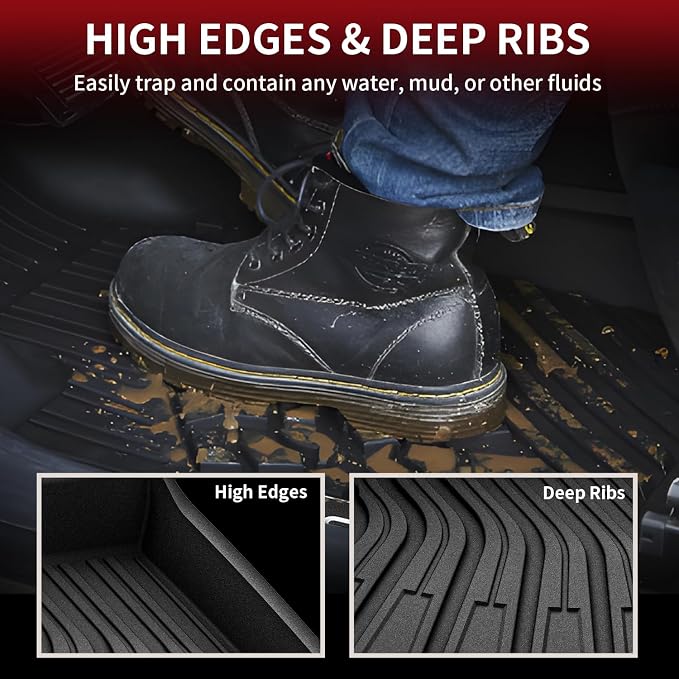 LASFIT Floor Mats & Cargo Mats for Volkswagen ID.4 2021-2026, All Weather TPE Custom Fit Floor Liners for VW ID.4 1st & 2nd Row Car Mats & Trunk Mats, Black