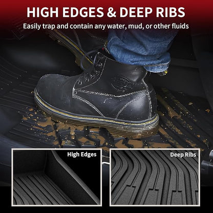 LASFIT Floor Mats & Cargo Mats for Volkswagen ID.4 2021-2026, All Weather TPE Custom Fit Floor Liners for VW ID.4 1st & 2nd Row Car Mats & Trunk Mats, Black