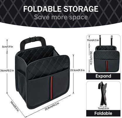 Car Seat Back Organizer, 1 Pack Multifunctional car organizers and storage with Cup Holders, Car Trash Can, Back of Seat Car Organizer for Kids & Adults, Universal for Most Cars, Black