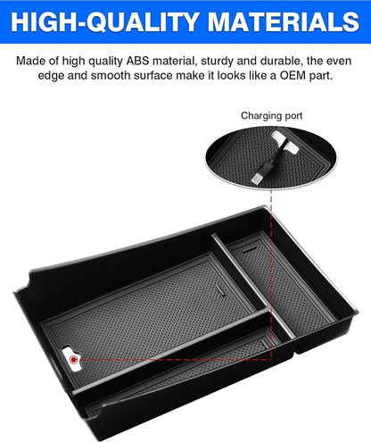 Autorder Center Console Organizer for 2023-2026 Honda HRV Accessories - Armrest Storage Box Secondary Insert Tray with Black&Red Mats