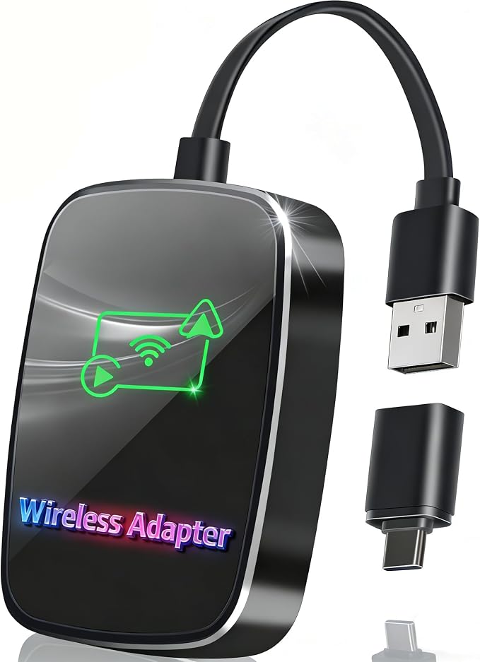 Omeyo Wireless CarPlay Adapter for CarPlay & Android Auto, Auto Connect 2026 Wireless Upgrade, Plug & Play 5.8GHz WiFi in 10s, Stable No Lag for Factory Wired Cars, Compatible with iPhone & Android