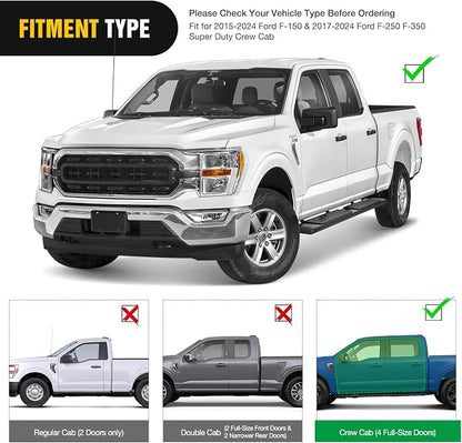 Nilight Running Boards for 2015-2026 Ford F-150 SuperCrew Cab Pickup 4 Door 2017-2026 Ford F-250 F-350 Super Duty Crew Cab 6 Inch Slip-Proof Aluminum Side Step Nerf Bars