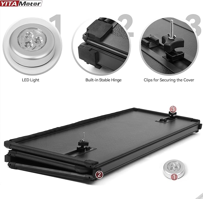 YITAMOTOR FRP Hard Tri-fold Truck Bed Tonneau Cover Fits for 2007-2026 Chevy Silverado/GMC Sierra 1500 New Body Style, 2007-2019 Silverado/Sierra 2500 3500 HD, Fleetside 6.6 ft Bed