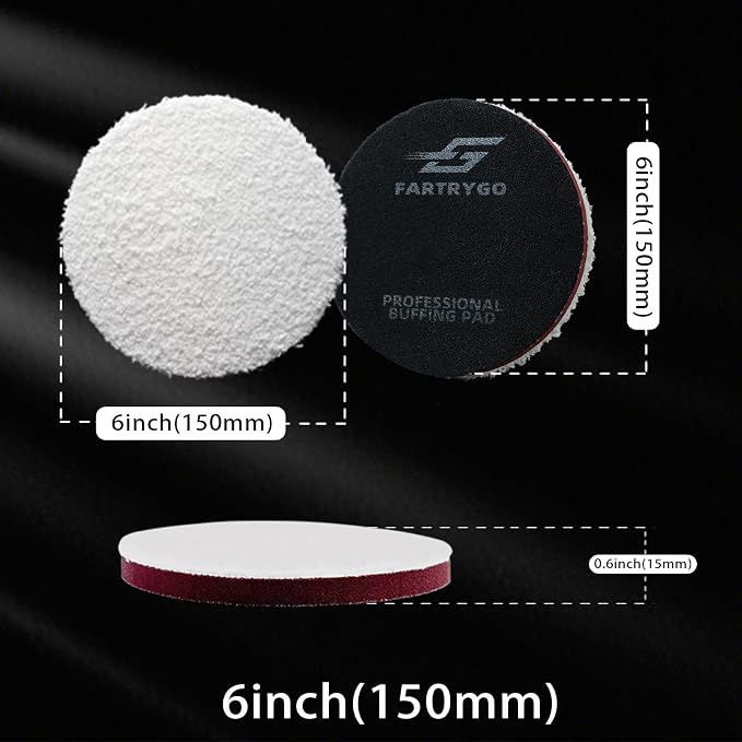 6 Inch Microfiber Cutting Pads – 2 Pack Heavy Cutting Buffing Pads for Large Surface Paint Correction – High-Cut Pads for DA & Rotary Polishers – Swirl & Scratch Remover