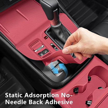 Temmis Center Console Silicone Cup Holder Kit for Honda CRV 2023-2026 (Gasoline & Hybrid), Insert Center Consel Electrostatic adsorption Cover for Honda CRV 2023-2026-Red