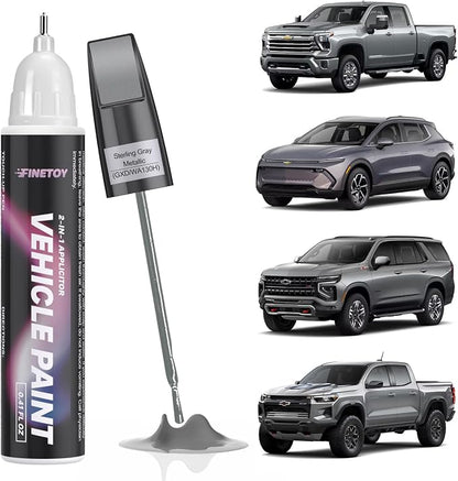 GXD/WA130H Sterling Gray Metallic Touch Up Paint for Chevrolet, Car Scratch Repair Paint Kit with 2 in 1 Brush and Pen Nip, Exact-Match & Quick Drying Design for Chips and Nicks