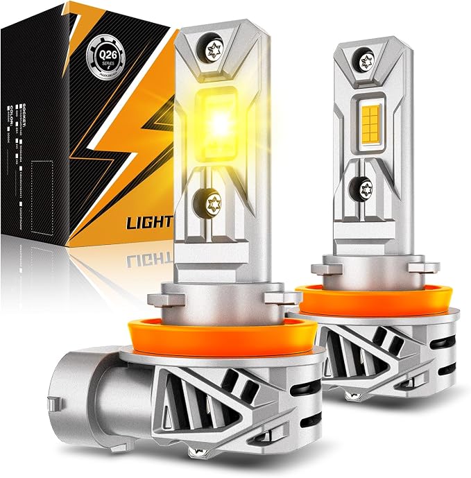 Auxbeam H 11 Fog Light, 20000LM 3000K Golden Yellow H8 H9 Offroad Light or Fog Light