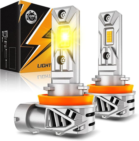 Auxbeam H 11 Fog Light, 20000LM 3000K Golden Yellow H8 H9 Offroad Light or Fog Light
