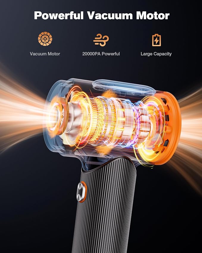 Car Vacuum Cleaner, 20000Pa Suction Power Handheld Vacuum Cleaner, 4-in-1 Portable Car Vacuum with 2 Suction Modes, Cordless Mini Vacuum with Type-C Charge for Car, Home, Office Desk, Keyboards