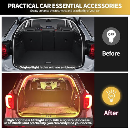 HOLDCY Car LED Strip Lights - Trunk Cargo Ambient Lighting, Warm Yellow 3500K, 118.11 inches Flexible Cuttable LED Light Strip, Easy Install, Waterproof, Universal Fit for Car Trunks, SUVs, and Vans