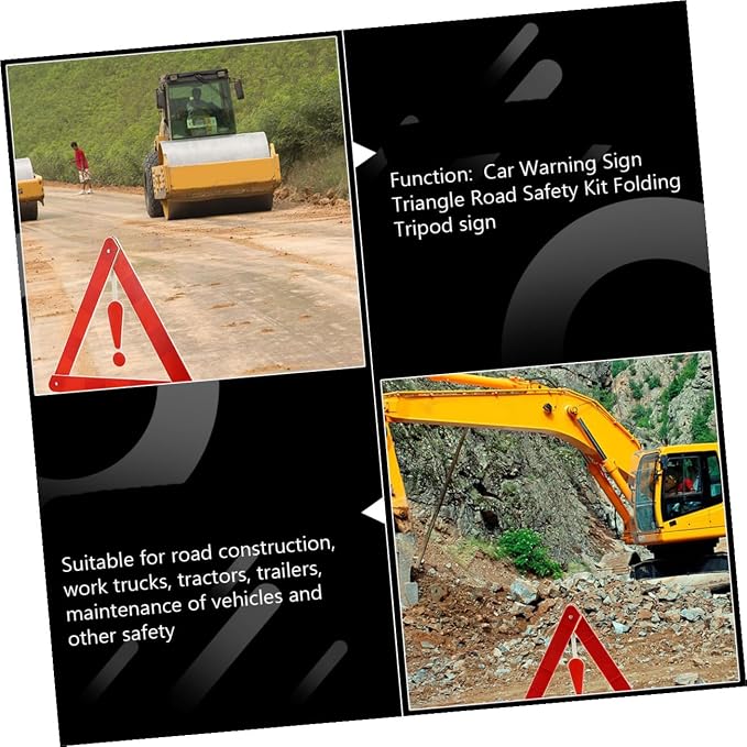 4Pcs Car Safety Triangle Kit Road Warning Signs for Situations Easy to Install Resistant to Wind and Wear for Vehicle Maintenance and Roadside Assistance