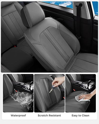 Huidasource Gray Front Seat Covers, Luxury Faux Leather Front Car Seat Covers, Compatible with Airbags Seatbelt Buckles, Perforation, Cooling＆Heating, Universal Fit for Most Cars Vans Trucks SUVs Gray
