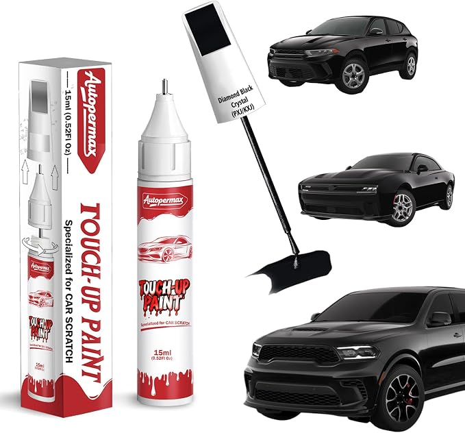 Diamond Black Crystal(PXJ/KXJ) Car Touch Up Paint for Dodge, Color Accurate Two-In-One Car Paint Scratch Repair Pen, Professional Scratch Remover for Vehicles Chips and Nicks Scuff