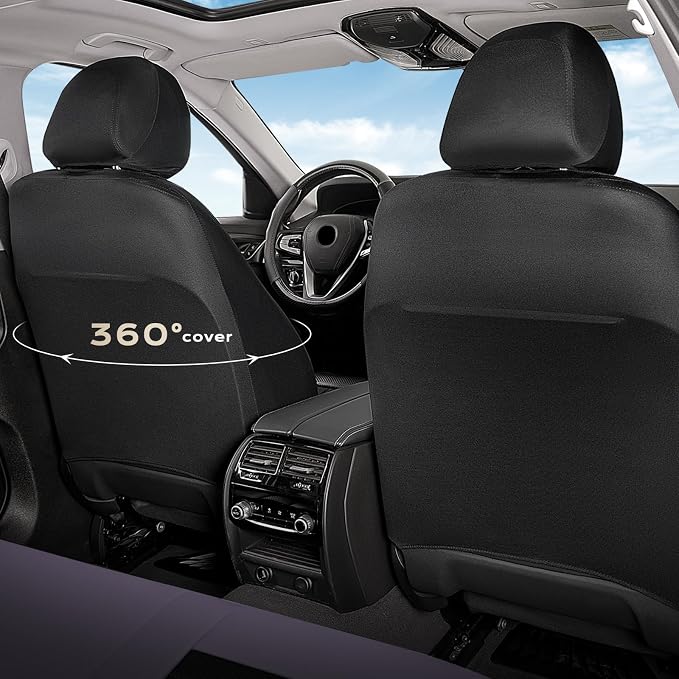 Coverado Car Seat Covers Full Set, Luxury Leather Car Seat Covers, Automotive Front and Rear Mesh Seat Covers, Full Set 5 Seats, Purple&Black Seat Covers for SUV Sedan Truck