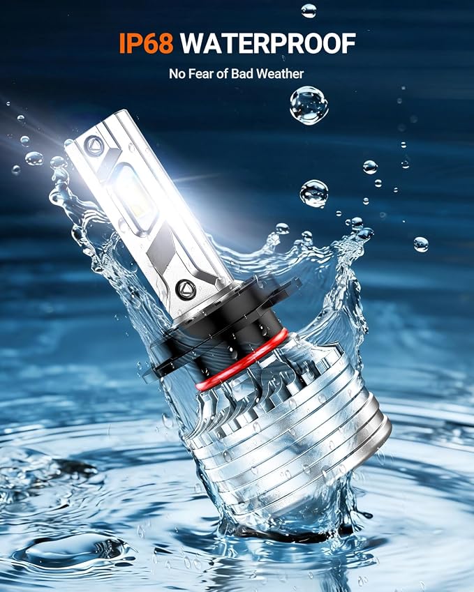 SEALIGHT H7 Bulbs, 90,000LM 1400% Brightness, H7 6500K Cool White LED Bulbs, IP68 Waterproof 70000Hrs Lifespan, 5X Heat Dissipation driving LED Bulbs, Plug and Play, 2 Pack