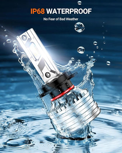 SEALIGHT H7 Bulbs, 90,000LM 1400% Brightness, H7 6500K Cool White LED Bulbs, IP68 Waterproof 70000Hrs Lifespan, 5X Heat Dissipation driving LED Bulbs, Plug and Play, 2 Pack