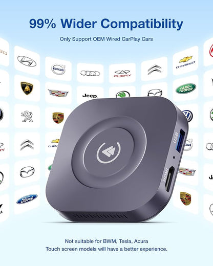 Magic Box 2026 Wireless CarPlay Adapter, AI Box Android Auto Supports Strea-ming Video for TikTok/YouTube, USB for Offline Media, Screen Mirroring Car Adapter for Factory Wired Car Play