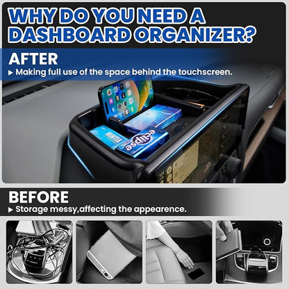 Autorder Center Console Dash Organizer for 2024 2025 Toyota Grand Highlander Accessories Dashboard Insert Tray with Cellphone Holder Storage Box with Anti-Slip Mat