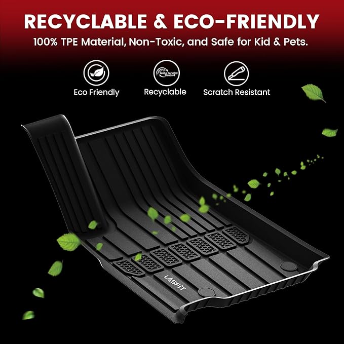 LASFIT Floor Mats for Jeep Grand Cherokee L 2021-2025 2026 (ONLY for 6 Seaters Without Center Console) All Weather Custom Fit Car Floor Liners Trunk Mat Accessories Black