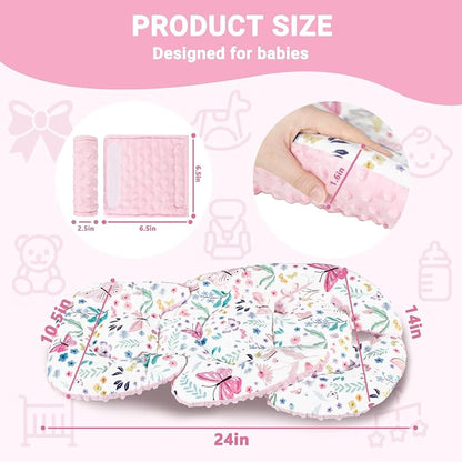 Infant Car Seat Insert Girls, Soft Car Seat Head Support Baby & 2 Strap Pads, Preemie Newborn Carseat Insert Reversible Fits for Stroller, Baby Swing, Rocker, Bassinets, Bouncer, Butterfly