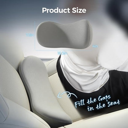 Lumbar Support Pillow - Back Pain Relief Cushion, Fits Tightly Around the Coccyx, Ergonomics Memory Foam, Skin-Friendly Fabric, Fit Car Drive, Office Chair, Rest Seat, Wheelchair (Gray)