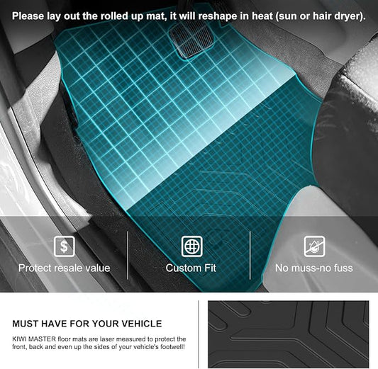 KIWI MASTER Floor Mats for 2013-2019 Ford Escape/C-Max, Custom Fit All Weather Car Mats, Heavy Duty TPE Floor Liners, Front & Rear 2 Row, Black